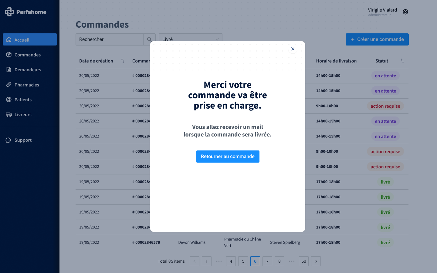 Perfahome order creation step 2