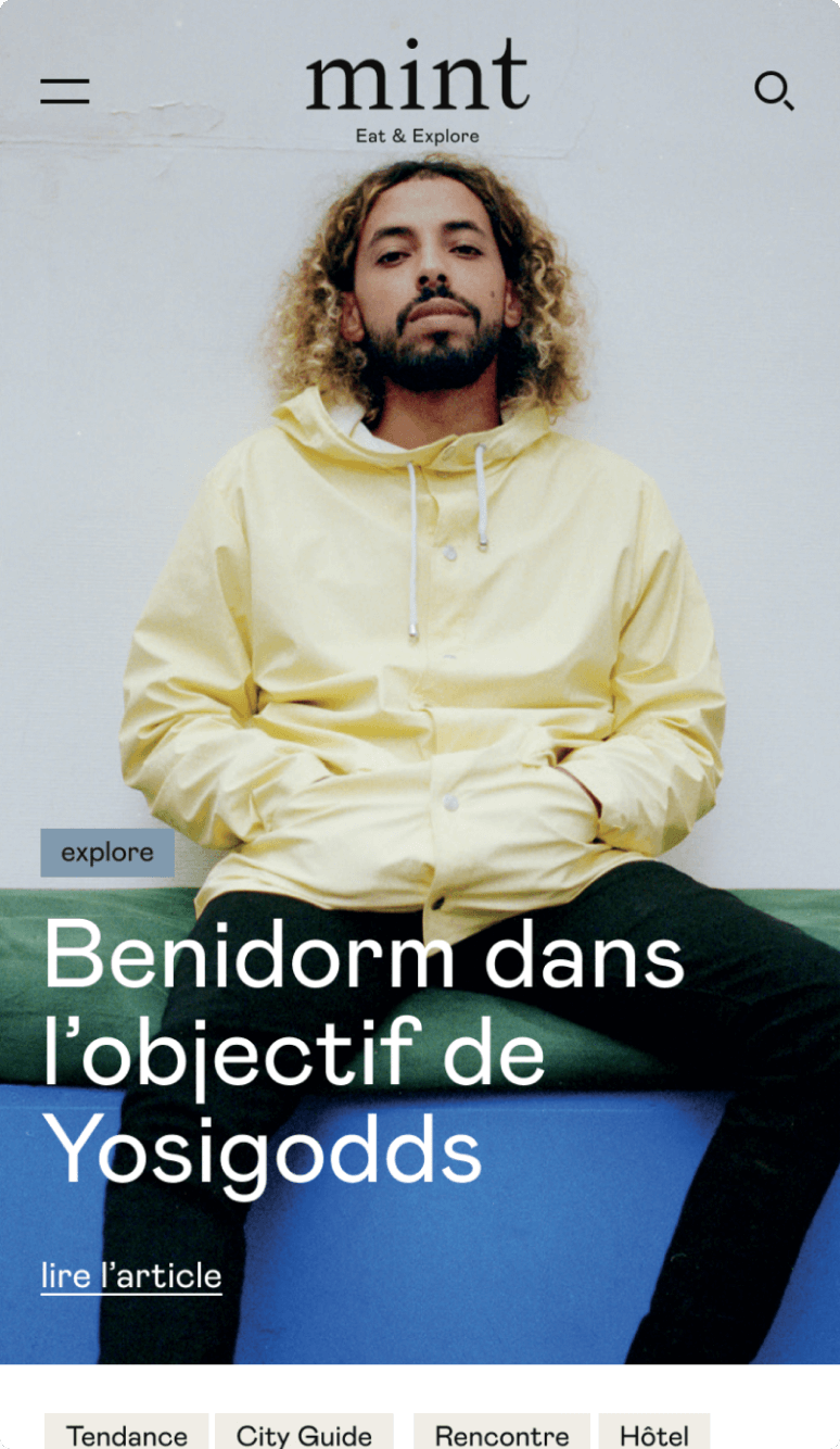 Mint Magazine mobile homepage